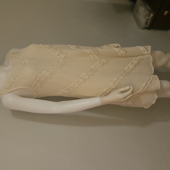 MUSE Cream Ivory Lined Lace Sleeveless Swing Mod Dress - Picture 4 of 10